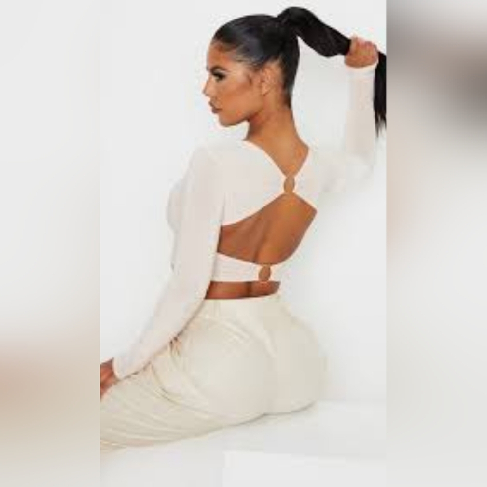 PrettyLittleThing Slinky Double O-Ring Back Snatched Crop Top, 12, NWOT